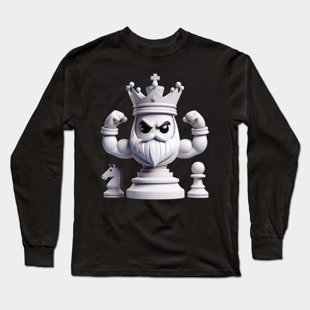 Muscular Chess King Long Sleeve T-Shirt by Dmytro